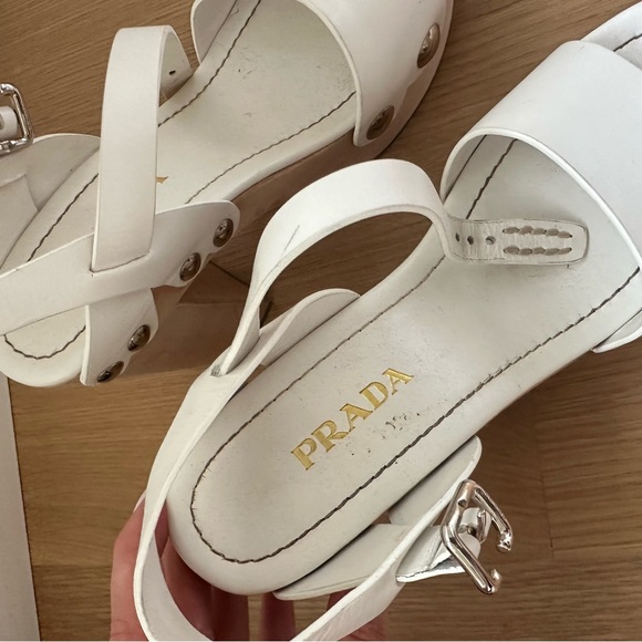 Prada White Chunky Heels Size 38.5 - Picture 8 of 8